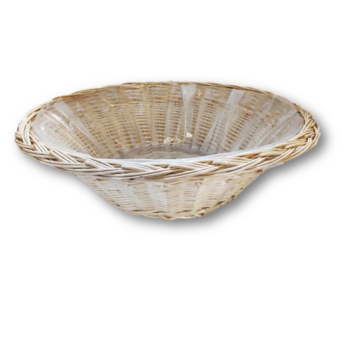 Weidenkorb Schale mit Folie, ø700mm hell