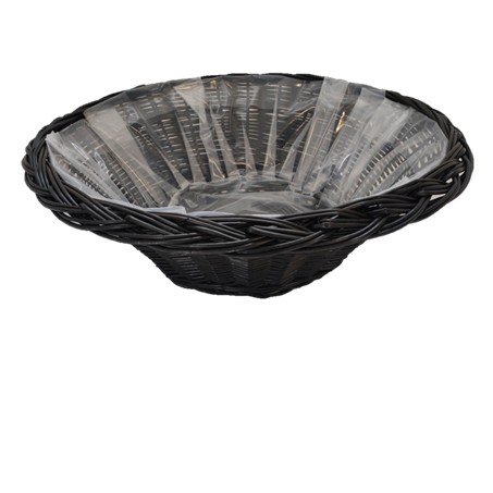 Weidenkorb Schale mit Folie, ø730mm (schwarz)